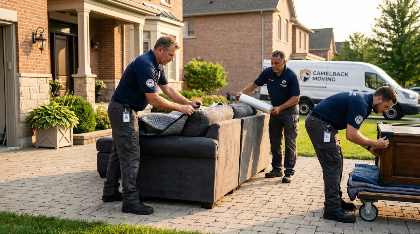 Large estate moving crew wrapping furniture in Shamokin, PA